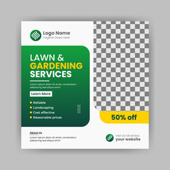 Lawn & Garden Service social media post banner template