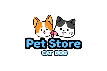 Obraz premium cat and coffee logo, kitten holding coffee cup drink with Mascot cartoon vector icon illustration