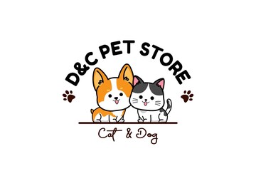 cat and coffee logo, kitten holding coffee cup drink with Mascot cartoon vector icon illustration