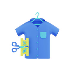 3d rendering of ecommerce fashion product voucher pieces