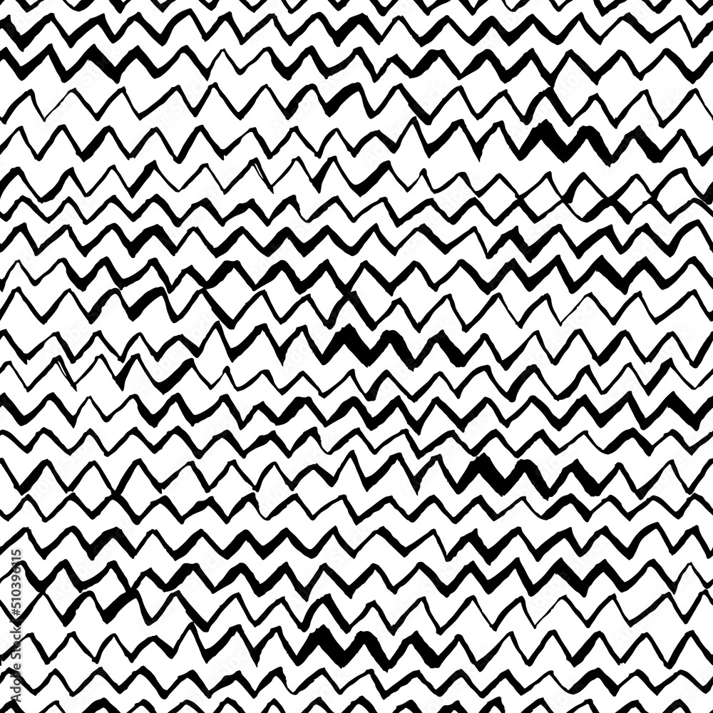 Poster Seamless abstract pattern with hand drawn zig zag