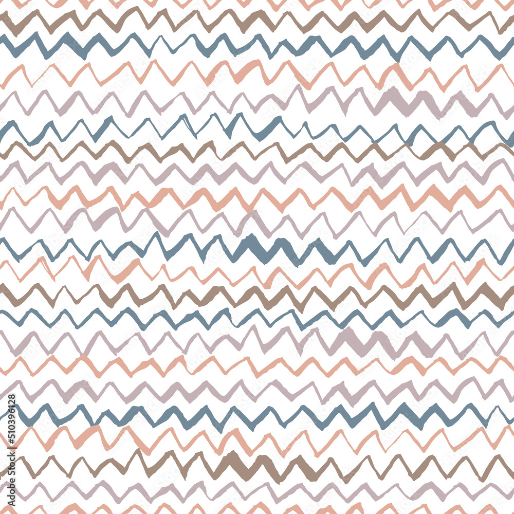 Poster Seamless abstract pattern with hand drawn zig zag