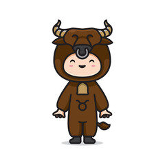 cute costume zodiac taurus vector