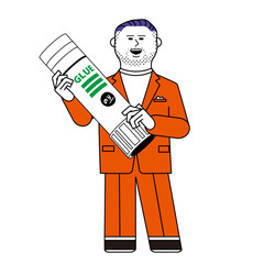 スティックのりを持つ男性