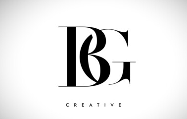 BG Artistic Letter Logo Design with Serif Font in Black and White Colors Vector Illustration