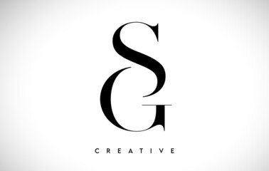 GS Artistic Letter Logo Design with Serif Font in Black and White Colors Vector Illustration