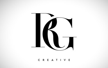 RG Artistic Letter Logo Design with Serif Font in Black and White Colors Vector Illustration