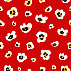 Daisy flower vector seamless pattern. Hand drawn trendy floral background illustration