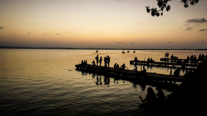 People watching the sunset in the lagoon of Valencia
