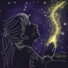The child prays at night