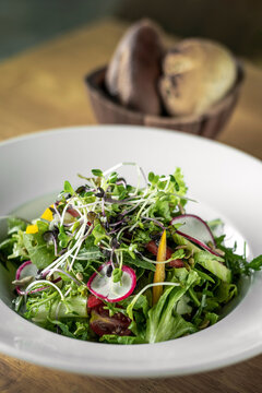 organic mixed vegetable salad with micro greens
