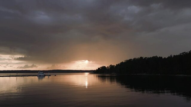 Dark clouds over sea during calm before the storm