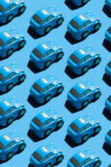 pattern of blue cars on blue background
