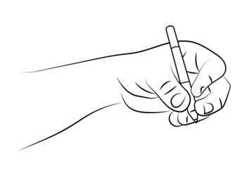 Realistic hand writing with a pen. Line art inked strokes black and white vector illustration.