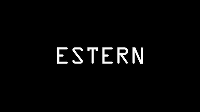 White picture of ESTERN on a black background. celebration of a Christian holiday. Distortion liquid style transition icon for your project. 4K video animation for motion graphics and compositing.