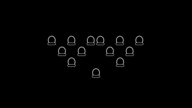 White picture of family tree on a black background. generation of the family from son to grandparents. Distortion liquid style transition icon for your project. 4K video animation for motion graphics