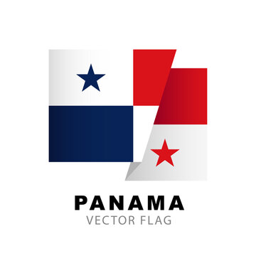 Colorful Panamanian flag logo. Flag of Panama. Vector illustration isolated on white background.