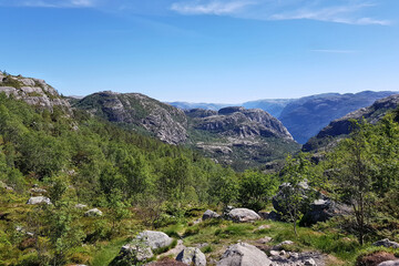 Fototapeta na wymiar Hiking Preikestolen, Norway