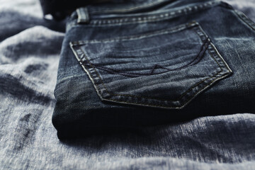  Close up of Jeans trousers.