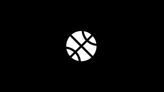 White picture of ball on a black background. basketball ball. sports competition. Distortion liquid style transition icon for your project. 4K video animation for motion graphics and compositing.