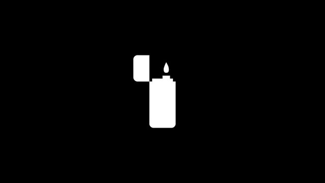 White picture of lighter on a black background. for cigarette smoking. Distortion liquid style transition icon for your project. 4K video animation for motion graphics and compositing.