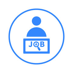 Job, opportunity, vacancy icon. Blue color design.