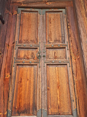 Close-up of a wooden door.