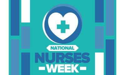 National Nurses Week. Medical and health care concept. Fighters against viruses and diseases. Thank you nurses. In honour of the nurses and doctors. Celebrated annual in United States. Vector poster