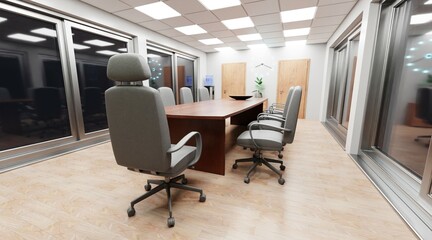 Realistic 3D Render of Conference Room