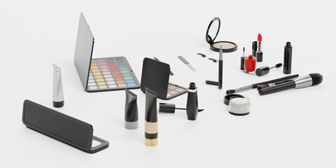 Realistic 3D Render of Cosmetics Collection