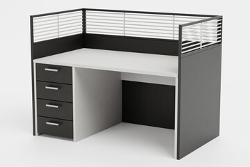 Realistic 3D Render of Office Cubicle