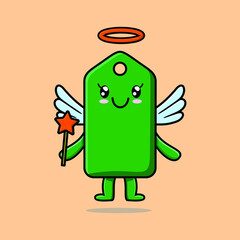 Cute Cartoon price tag character in the form of fairy in flat cartoon style concept