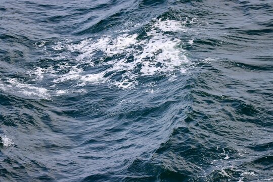 Waves far in open Baltic sea. Deep blue water, white foam on top of waves. Photo taken from ship © Ilona Lablaika