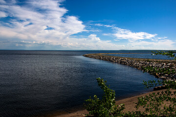 Fototapeta na wymiar stone embankment on the Volga river