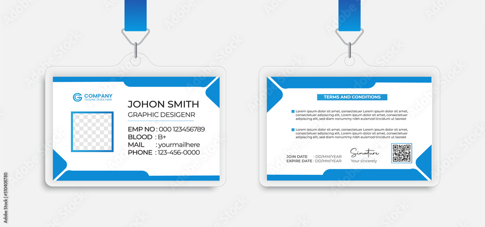 Wall mural modern identity employee abstract professional, corporate office id card design, simple and clean id