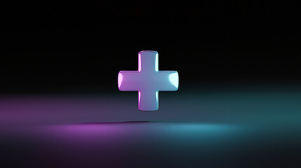Plus sign on dark technology background for positive thinking mindset of personal development benefit and health insurance concept by 3d rendering.