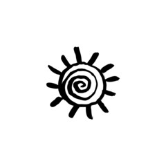 Hand drawn sun. Vector sun sign