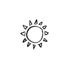 Hand drawn sun. Vector sun sign