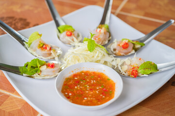 Shrimp in fish sauce, Speacial seafood Thailand.