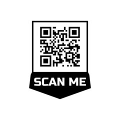 Scan me qr code icon for smartphone. Frame quick barcode app design. Vector payment phone template