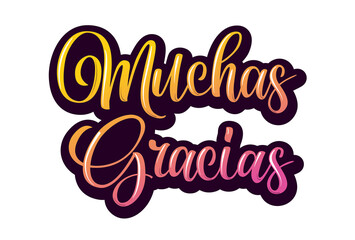 Fototapeta premium Gracias calligraphy spanish text. Lettering postcard design in script style. Vector isolated illustration