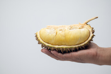 close-up of durian holding a white background