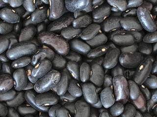 Black bean close-up (macroscopic photo) - Texture background - Food
