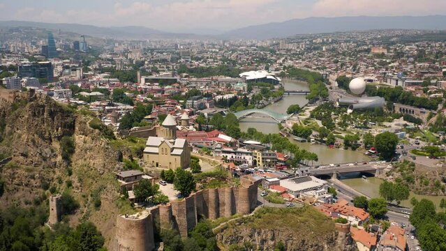 The urban landscape of Tbilisi. Bird's-eye view