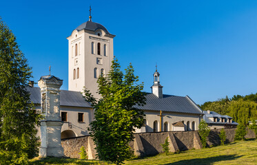 St. Catherine church and Benedictine convent in Swieta Katarzyna village near Bodzentyn in Swietokrzyskie Mountains in Poland