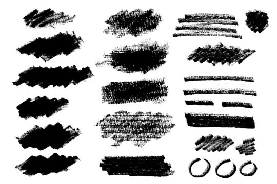 Brush strokes vector collection. Isolated painted elements