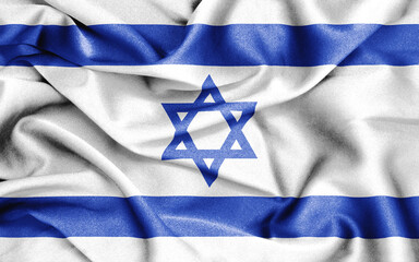 Close up of ruffled flag of israel