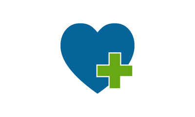 heart shape with a cross shape for medical logo. unique logo for clinic, hospital or pharmaceutical.