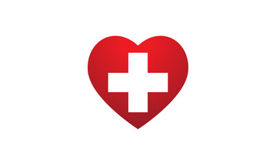 heart shape with a cross shape for medical logo. unique logo for clinic, hospital or pharmaceutical.