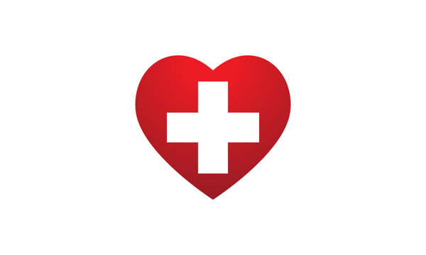 heart shape with a cross shape for medical logo. unique logo for clinic, hospital or pharmaceutical.
